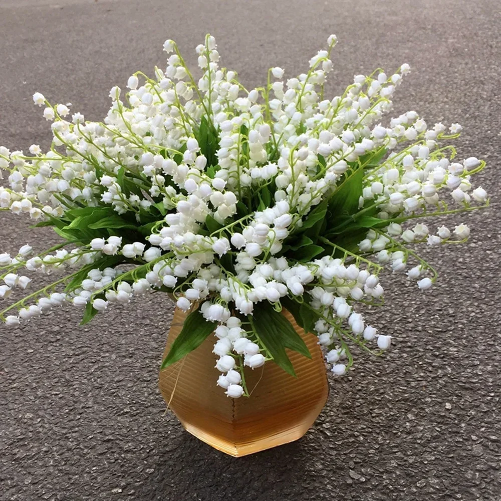 1/pcs For Home Office Wedding Party Decor Flore White Artificial Lily of The Valley Flower Gift Silk Fake Flower Lily Bouquet