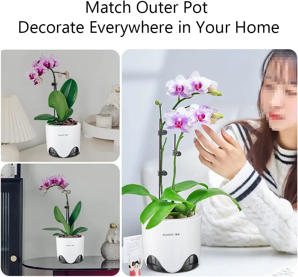 Plástico Inner Clear Orchid Planter Pot, Dupla Camada, Boa Vista, Plantas Recipiente, Acessórios de Jardim, Meshpot, 12 cm