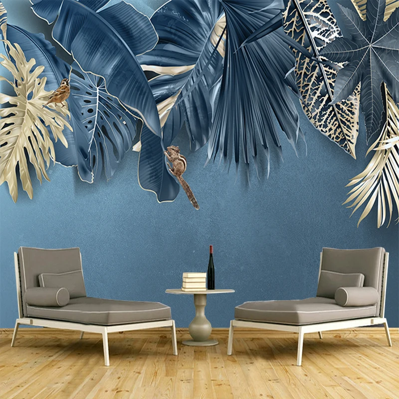 3d plantas tropicais folha mural personalizado de 01