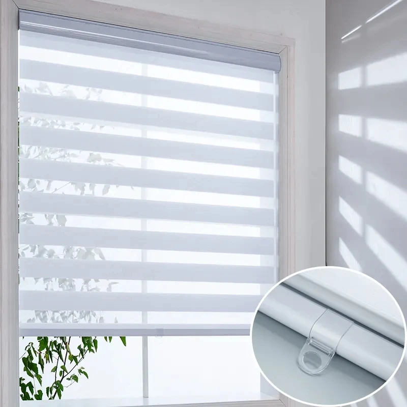 

DIHIN HOME Motorized Easy Install Cordless Zebra Blinds Blackout Day and Night Roller Shades Custom Made Window Blinds