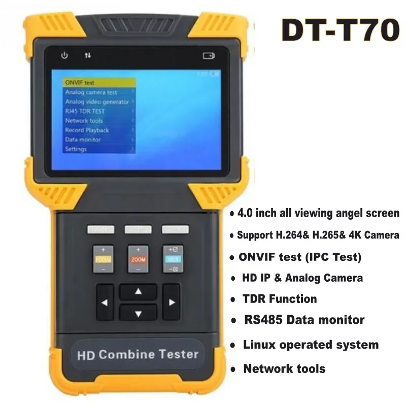 

4"HD IP Analog Combine CCTV Tester 1080P TDR Camera Testing Analog Tester AC100-240V with UK Plug PTZ control Network tools ONVI