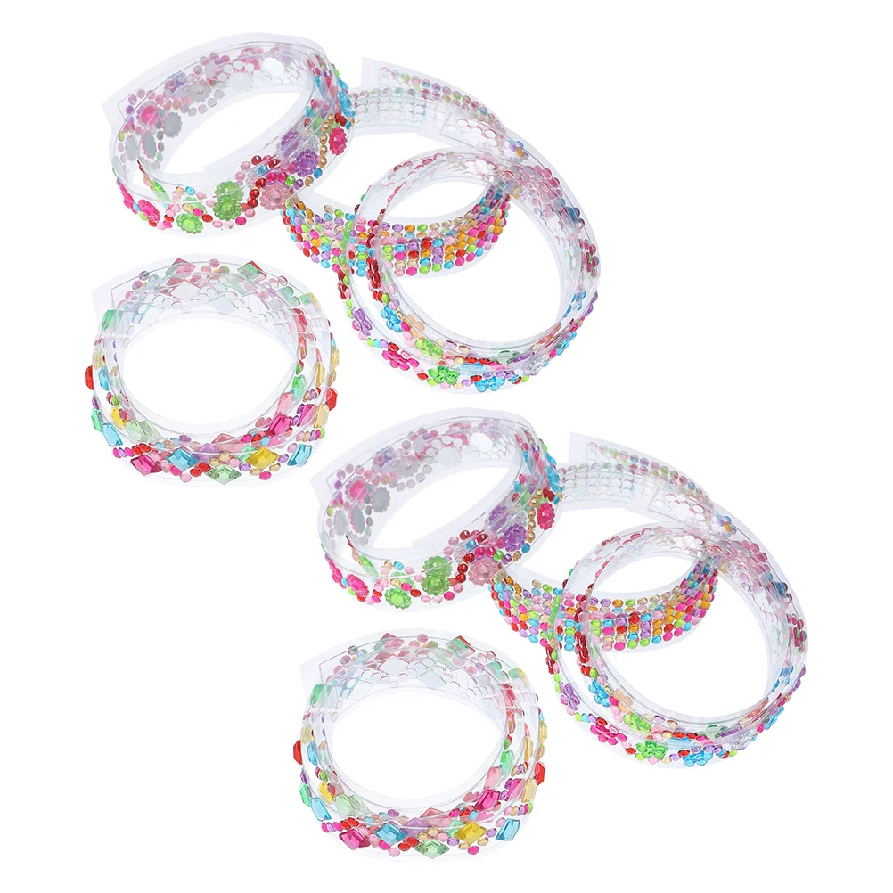 

8 Rolls Rhinestone Tape Self Adhesive Bling Glitter Crystal Colorful Gemstone Decor Acrylic Dot Decorative Stickers Tapes
