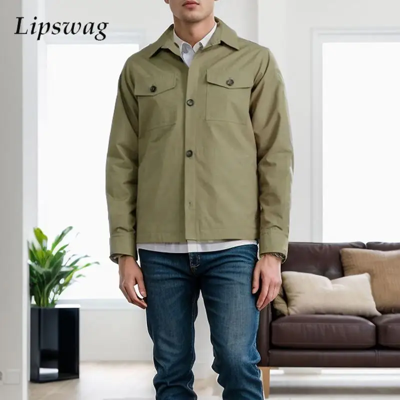 

Повседневная рубашка, пальто, Мужская винтажная рубашка-карго с нашивками, карманами и длинными рукавами, Мужская Осенняя Стильная однотонная рубашка в стиле ретро