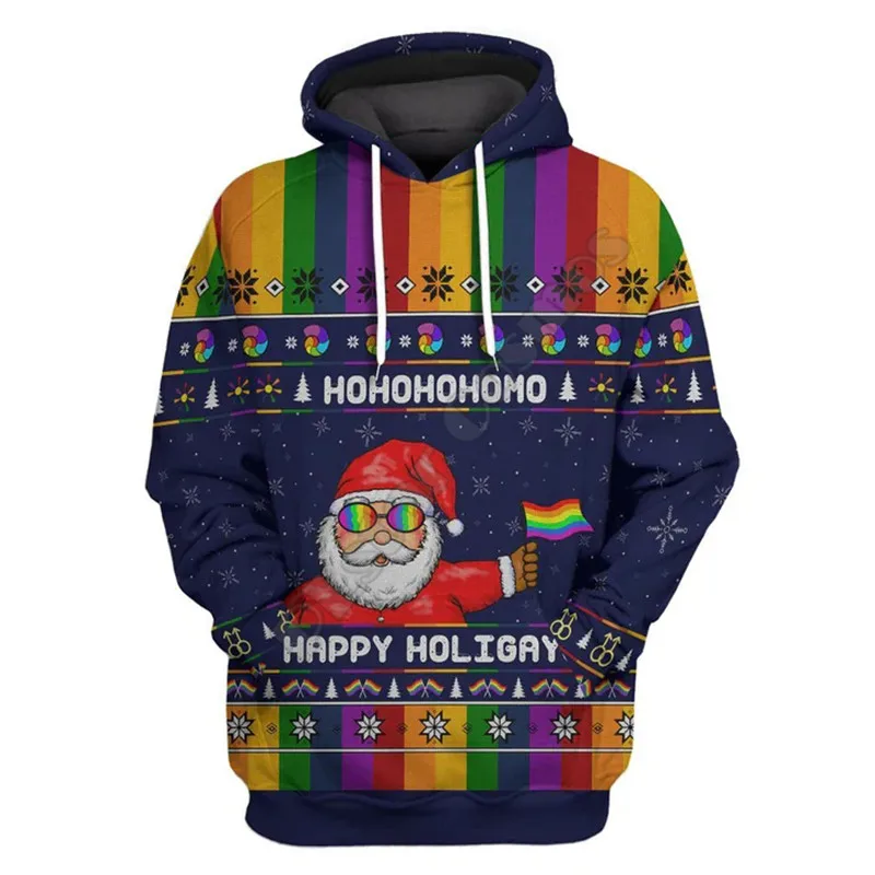 Rainbow Santa Claus Christmas 3D Printed Hoodies Streetwear Women For Men Sweater/Sweatshirt/Zipper Hoodies