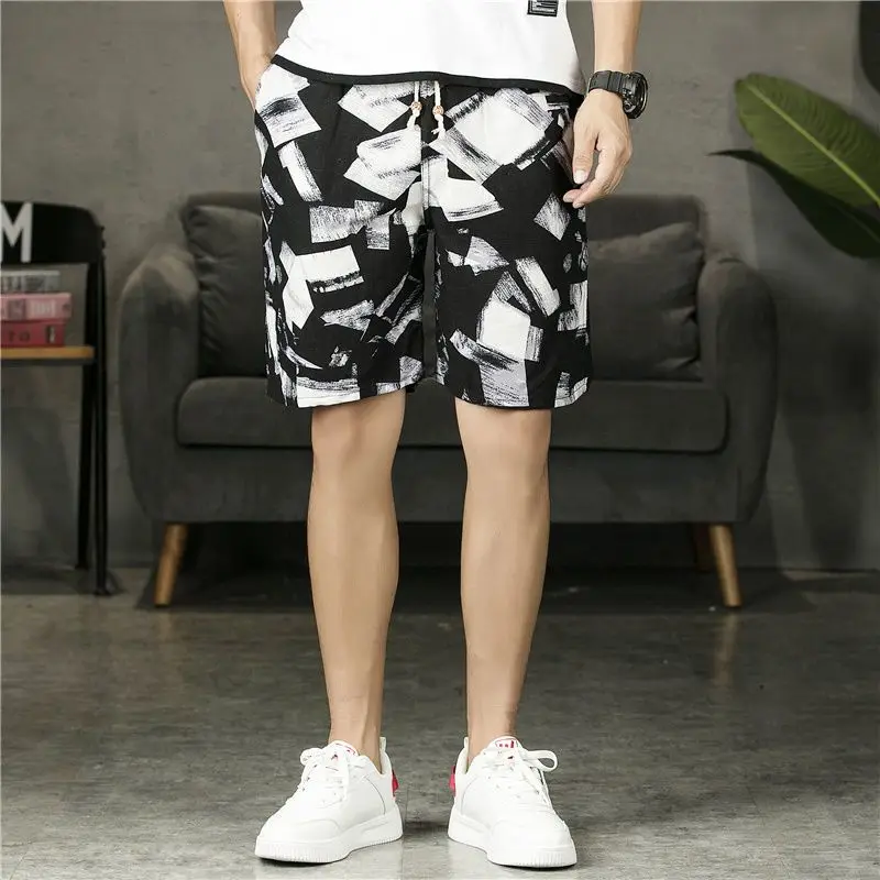 Summer Print Men Beach Shorts Sweatpants Jogger Pants Athletic Fitness Hiking Outdoor Casual Shorts Loose Men Clothing New