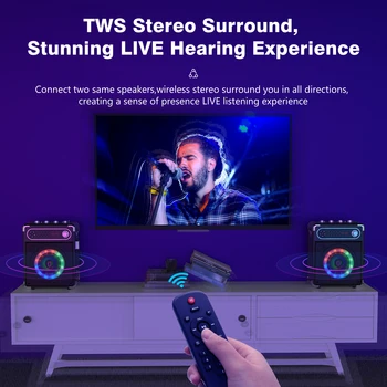 JYX Portable Speaker, Stereo Sound New Party Speaker with Microphone and Colorful Lights, Bluetooth Speaker for Home Outdoor 2