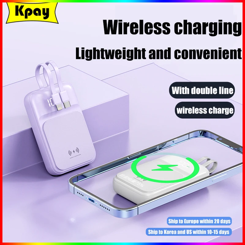 

10000mAh Portable Macsafe Powerbank With Cable Magnetic Wireless Power Bank For iphone Xiaomi External Auxiliary Spare Battery