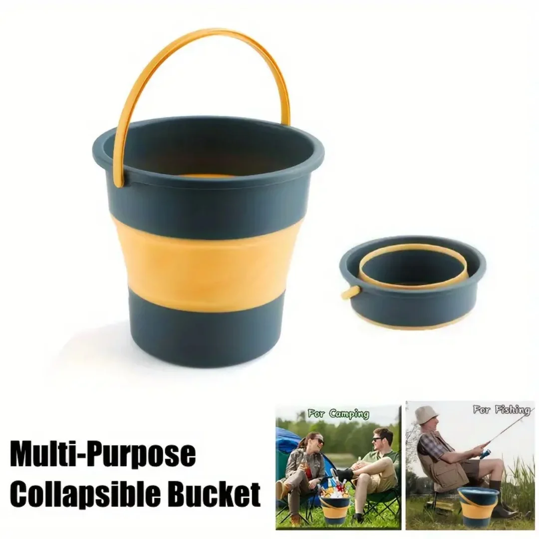 Multifunctional Collapsible Bucket for Fishing, Camping, Beach & Home Cleaning Durable Rubber, Space-Saving 1pc folding bucket