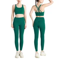 Été nouveau 2 pièces vêtements de Yoga survêtement pour femmes athlétique dos croisé haut de Yoga en Nylon femmes soutien-gorge de sport Leggings Pilates Fitness 6