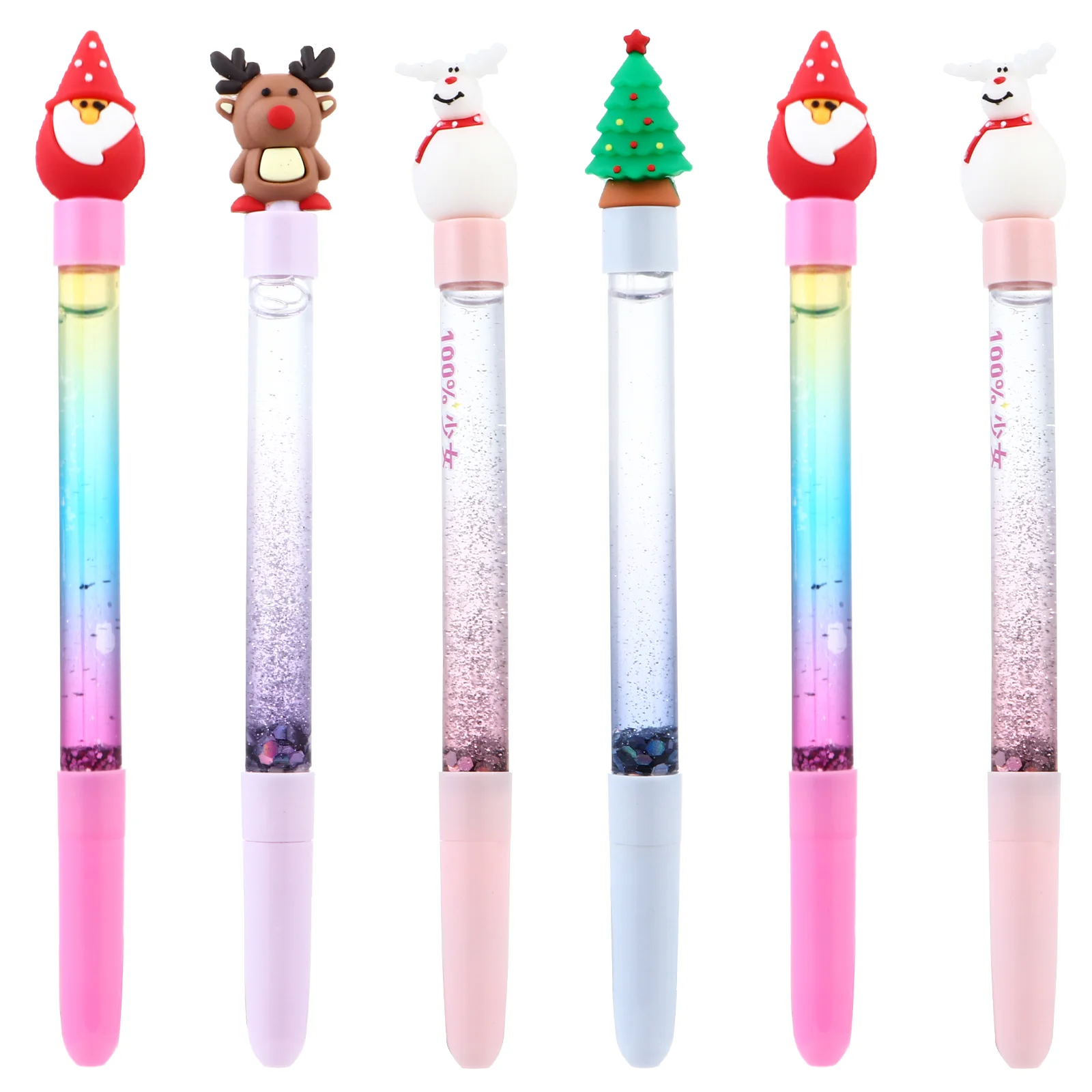 

6 Pcs Christmas Gel Pen Ink Pens Medium Point Xmas Design Plastic Cartoon