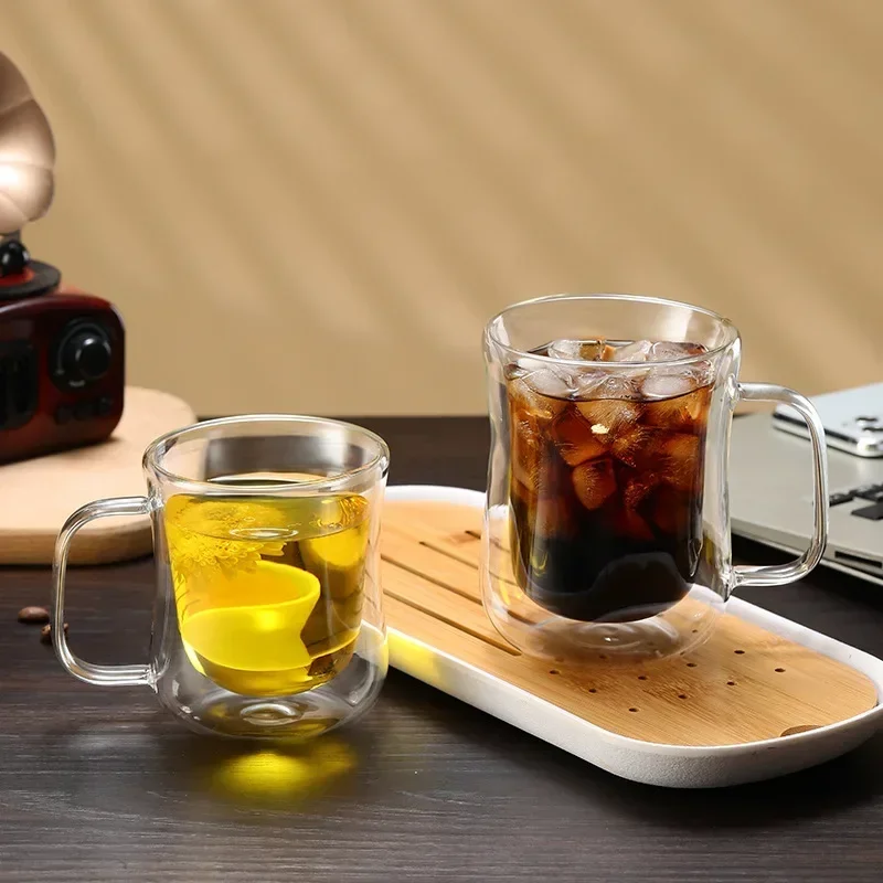 Heat-Resistant Double Wall Glass Cup Beer Coffee Cup Set Handmade - Image 2