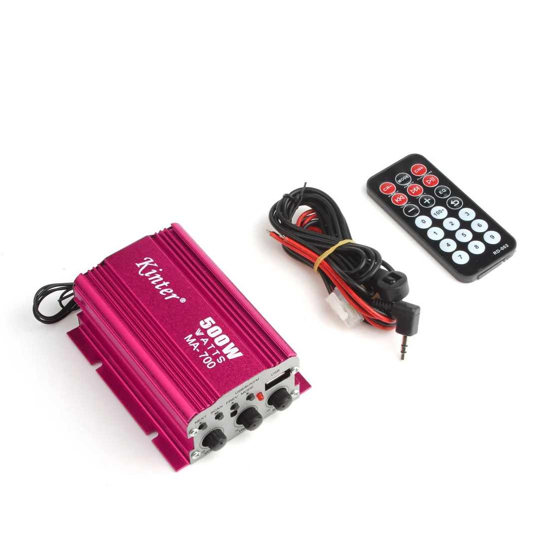 700 500W Digital Car Motorcycle 2 Channels Audio AMP Amplifier FM Stereo Radio with Remote Support USB MP3 FM Input