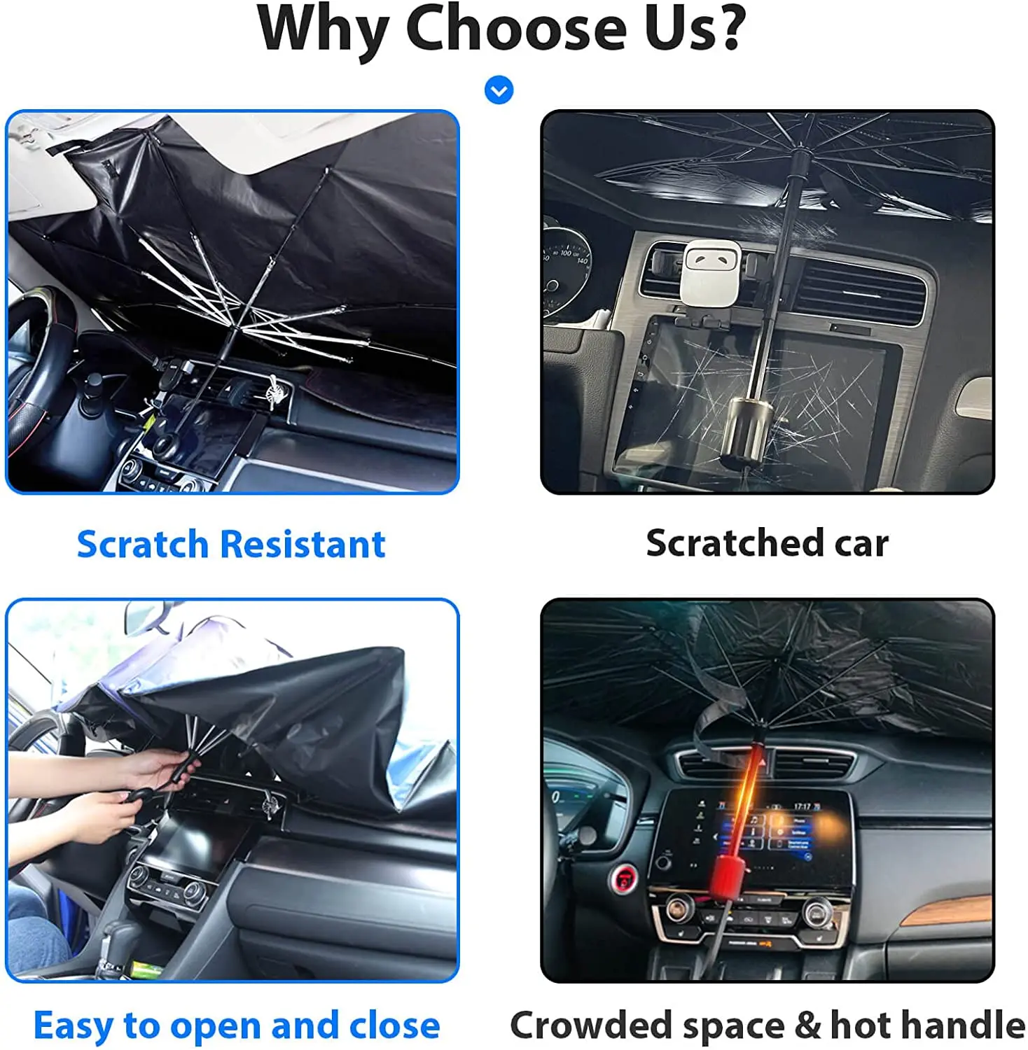 Car Sunshade Parasol with Storage Bag for Front Windshield