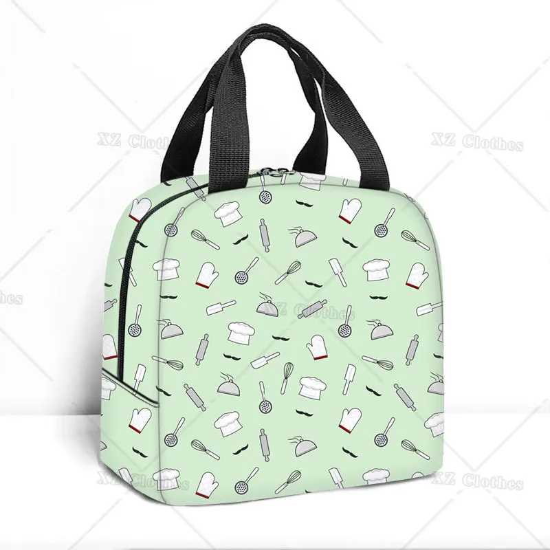 

Cute Kitchen Tools Print Lunch Bags for Women Men Kids Reusable and Portable Lunch Box with Pocket for Outdoor Picnic Hiking