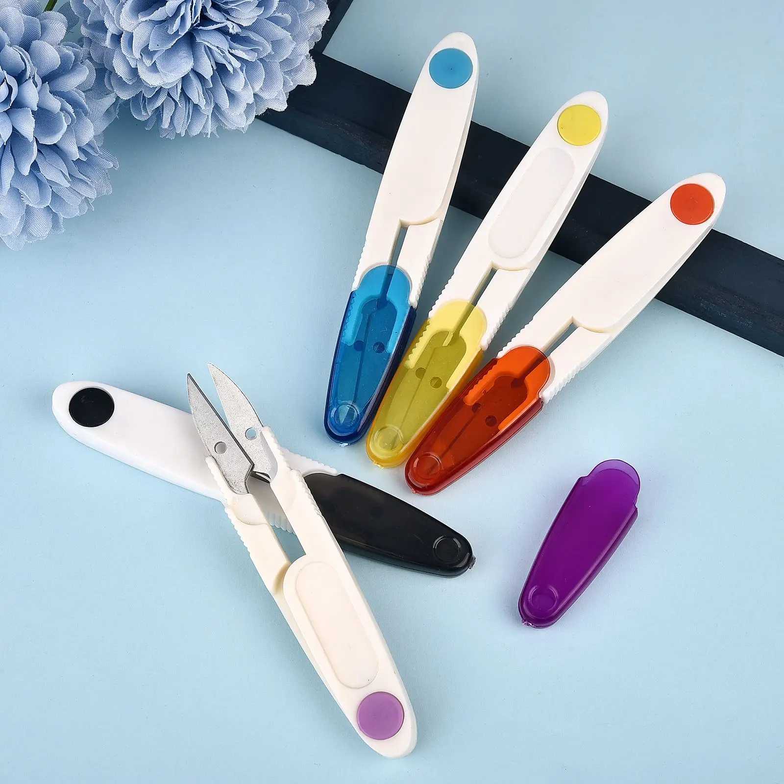 Sewing Scissors Craft Scissors U Shape With Plastic Cover Safety Multipurpose Thread Yarn Cutting