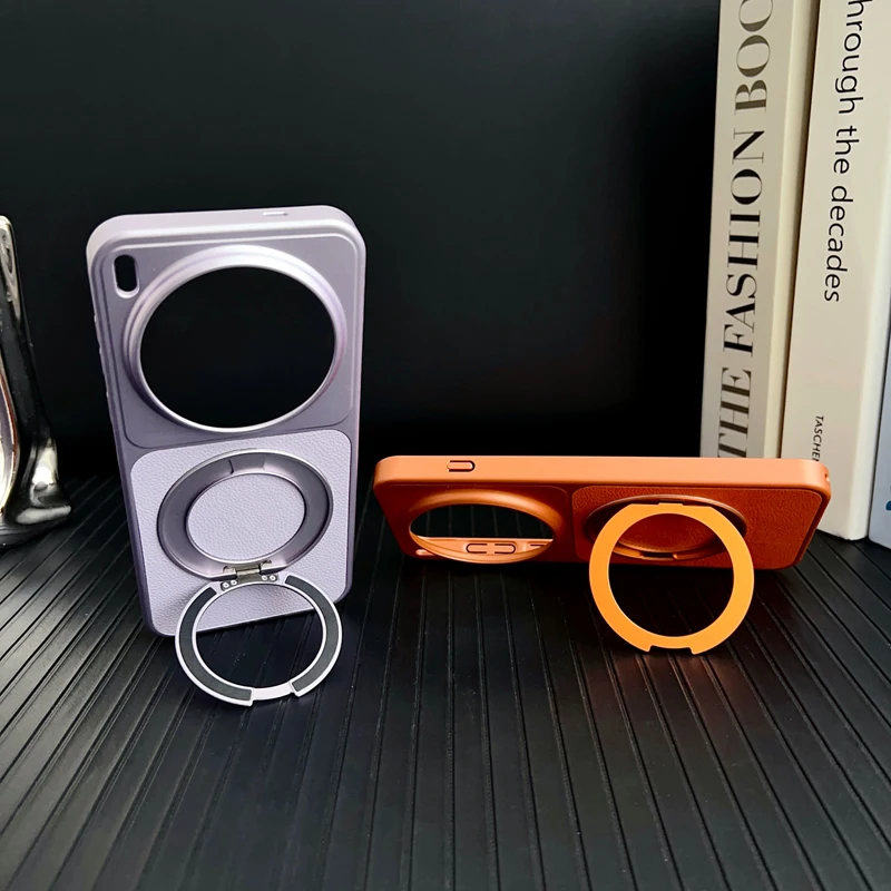 Fashion Magnetic Lychee Texture PU Leather Ultra Thin 360° Rotation Ring Stand Case