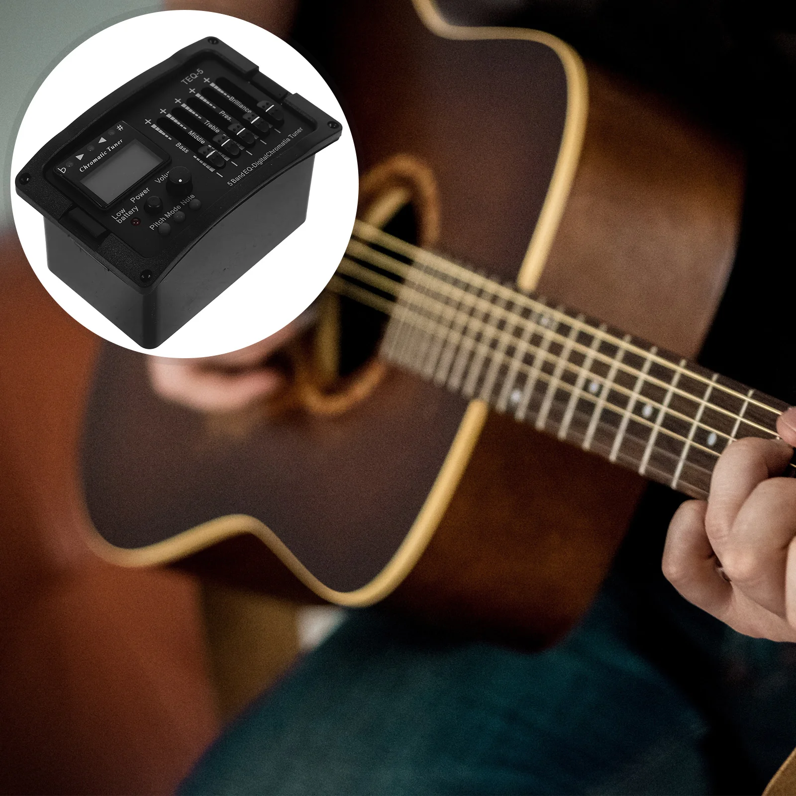 

Pre-Amp Band EQ Equalizer Pickup Electric Acoustic Guitar Tuner with Volume Control Presence Control Treble Control