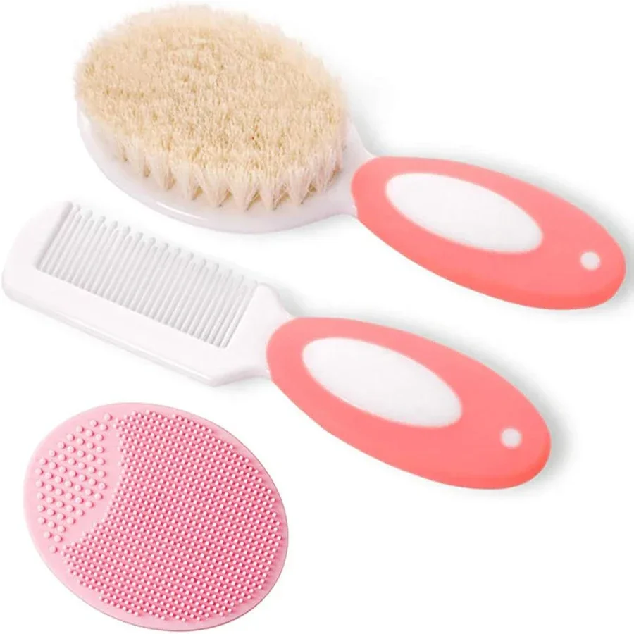 Baby Hair Comb Set Baby Hair Brush Set for Newborn Toddlers Soft Bristles Silicone Cradle Cap Massaging Brush Infant Hair Care Bathing Soft Comb