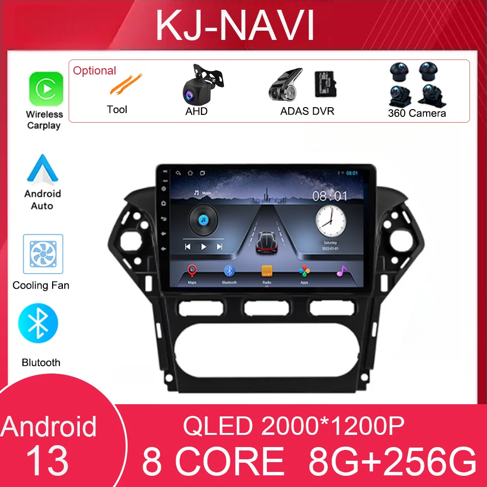 Per Ford Mondeo 4 Mk4 2010 - 2014 Carplay Smart Stereo Android13 Auto 360 Sistema Radio Core Core Core Sistema Multimediale Blutooth