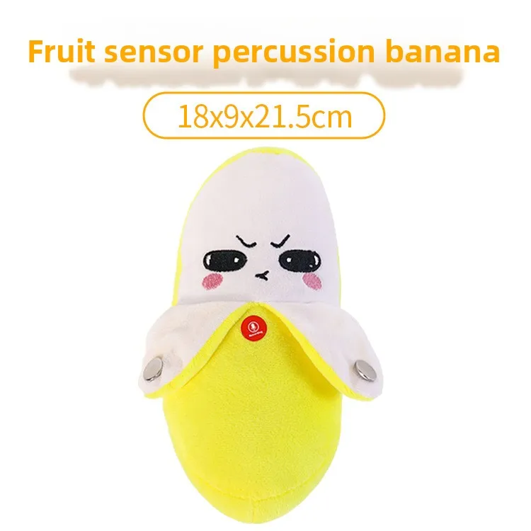 ألعاب فواكه موسيقية تفاعلية من القطيفة، دمية لعب حسية بين الوالدين والطفل، دمية حيوانات محشوة ناعمة، هدية فريدة من نوعها لعطلة عيد الميلاد