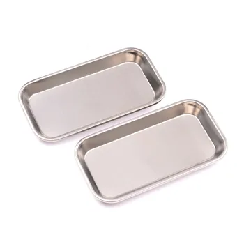 1/2 pezzi vassoio da cucina vassoio portaoggetti quadrato in acciaio inossidabile strumento medico dentale tatuaggio per unghie dispositivo medico dentale forniture vassoio piatto 1