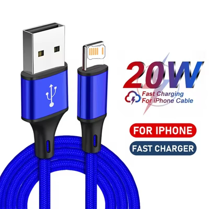 나일론 편조 고속 충전 USB 케이블 (아이폰 14 13 12 11 Pro XS Max XR X 8 7 6S Plus용) 퀵차저 데이터 케이블 0.25m 1m 2m 3m