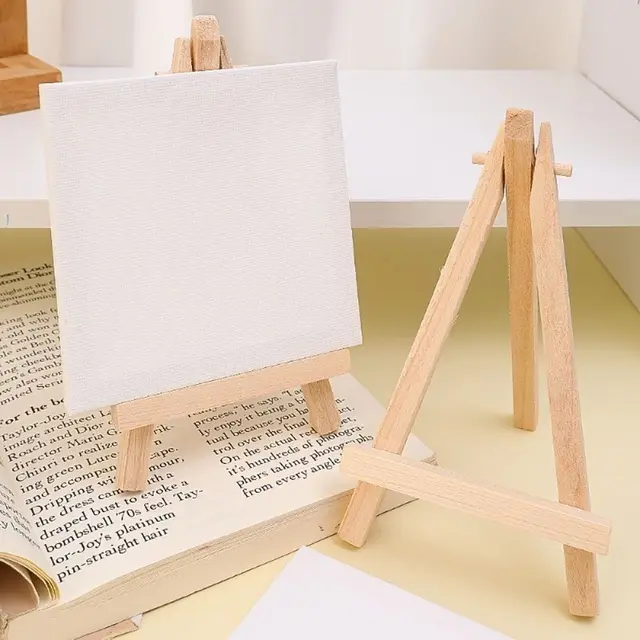 3Pcs Mini Blank Canvas Easel Set 10x10cm Small Tiny Painting Easel Multifunctional Wooden Frame Drawing Decoration Board 2