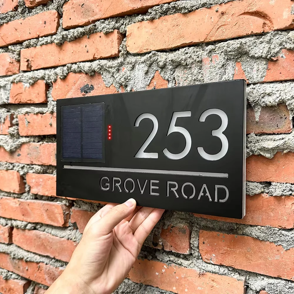 Personalized Solar House Number Outdoor LED Illuminated house number led Solar Lights Outdoor 3D Acrylic Door Sign house Decor house number signs door signs house numbers number plate