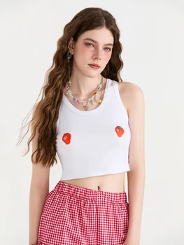 Women Tank Top Sleeveless U-neck Fruit Print Fit Summer Crop Top Streetwear 4