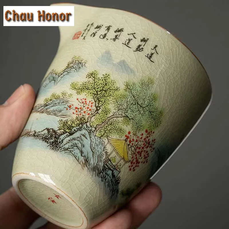 190ml Boutique Underglaze Hand-painted Landscape Fair Cup Handmade Household Chinese Kung Fu Tea Set Tea Dispenser Accessories