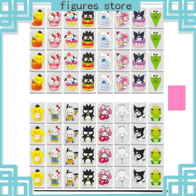 

64+1 Blocks Sanrio Hello Kitty Series Seaside Escape Mahjong Game Tiktok Popular Game Double Play Party Puzzle Toy Fun Game Gift