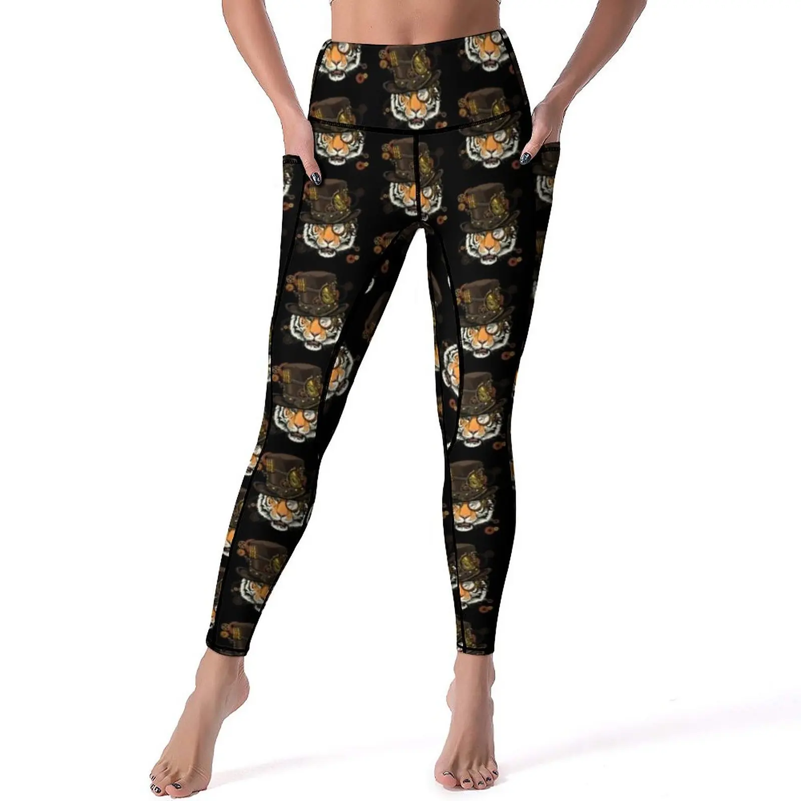 

Steampunk Tiger Leggings Sexy Medieval And Victorian Art Workout Gym Yoga Pants Push Up Quick-Dry Sport Legging Design Leggins