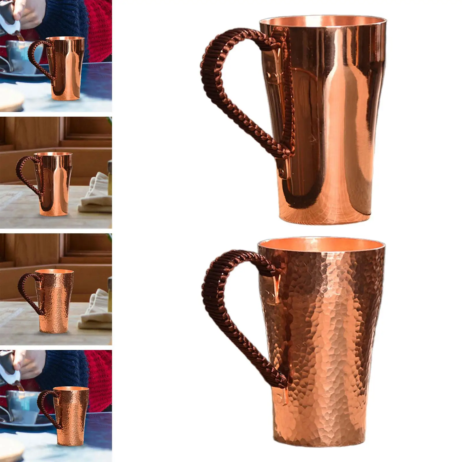 Copper Coffee Mug Moscow Mules Cup Thickened Copper Tea Mug 400ml Water Mug for Tea Milk Hot and Cold Water Beverage Hosuehold