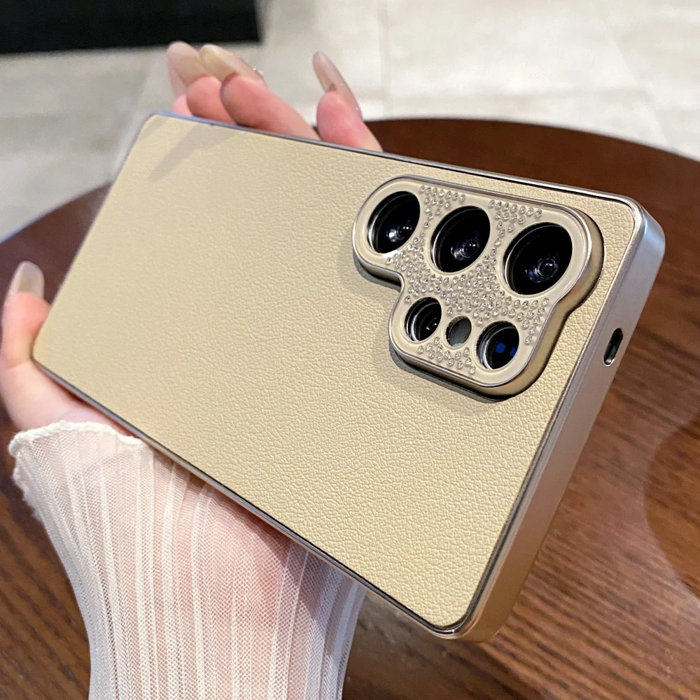 Matte Leather Soft Case with Plated Detailing - Premium Back Cover