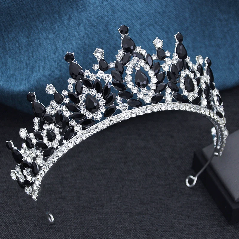 Metal Hair Accessories Hair Accessories Exquisite Black Crystal Bridal Tiaras Crowns Queen Bride Headwear Prom Wedding Crown Hair Jewelry