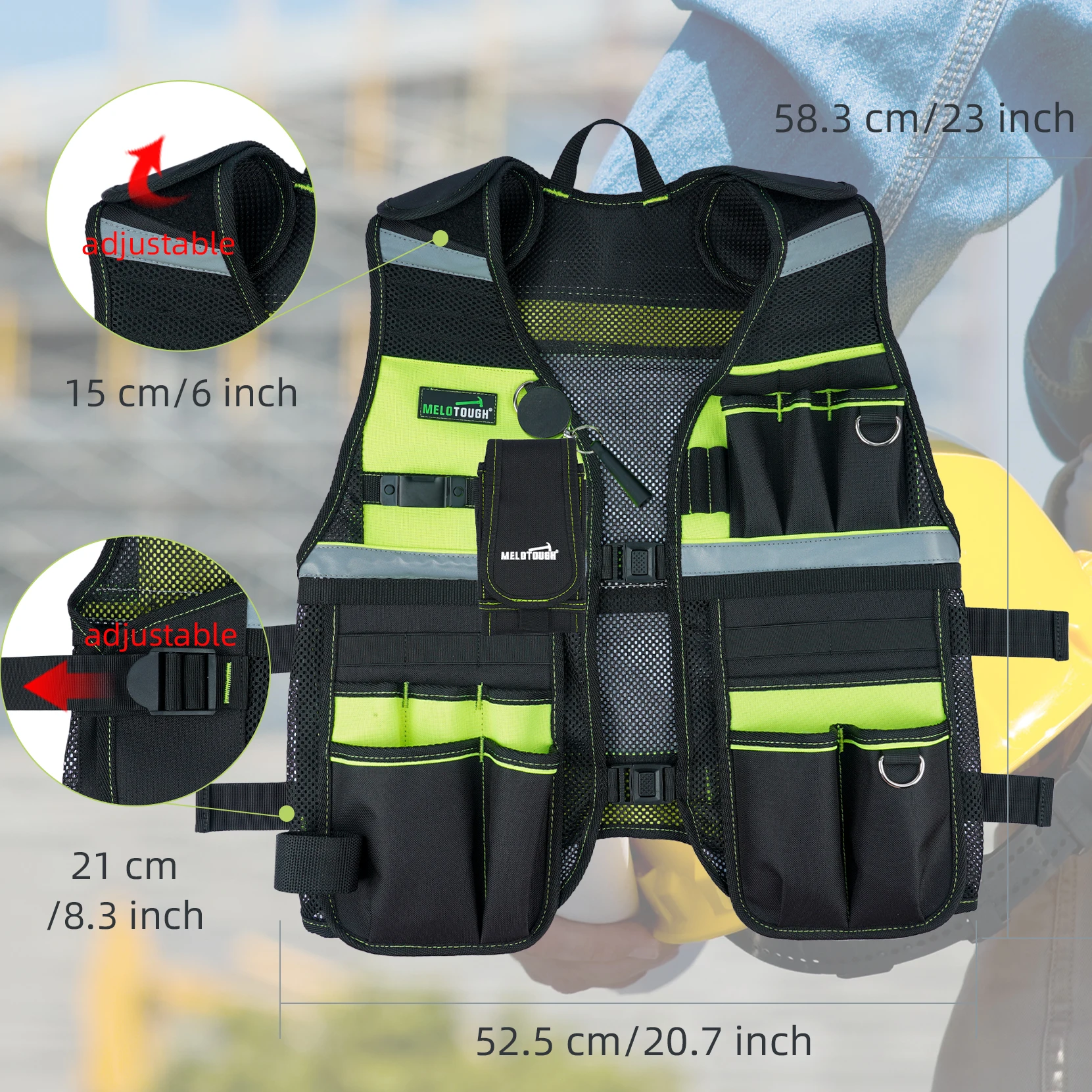 Tool Vest with Removable Phone Holder for Electrician,Carpenter