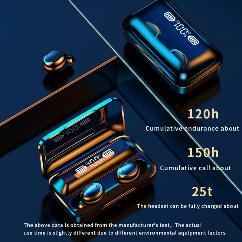 F9 Wireless Bluetooth Earphones with LED Dislpaly TWS Headset Earbuds Noise Reduction Headphones Large Capacity Charging Case