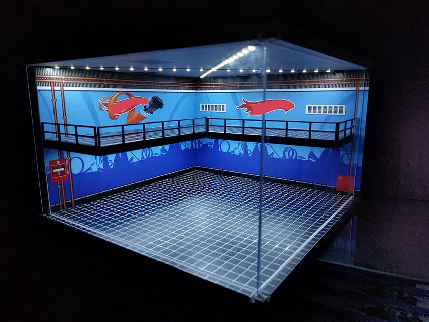 1/64 Car Showroom Garage Scene Model with Light Assembled Parking Lot Diorama Parking Place for Miniatures Vehicles Display image 21