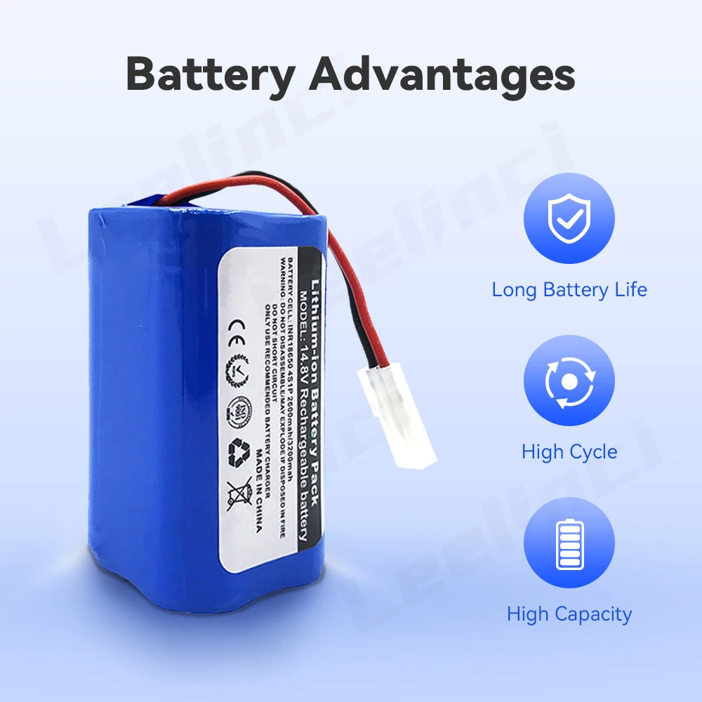 Leelinci 14.8V 3200mAh Battery For Xiaomi G1 MI Robot Vacuum-Mop Essential MJSTG1 Robot Vacuum Cleaner 18650 Lithium Batteries