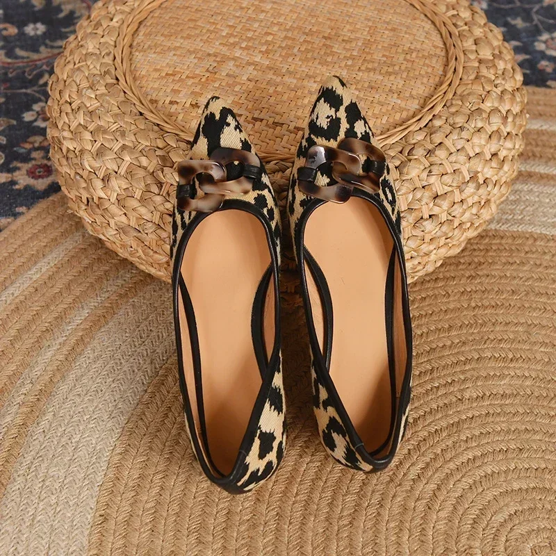Women's Low Heel Shoes Pointed Toe Square Heel Sexy Women's Shoes Leopard Print Suede Outdoor Leisure Comfortable Zapatos Mujer 2