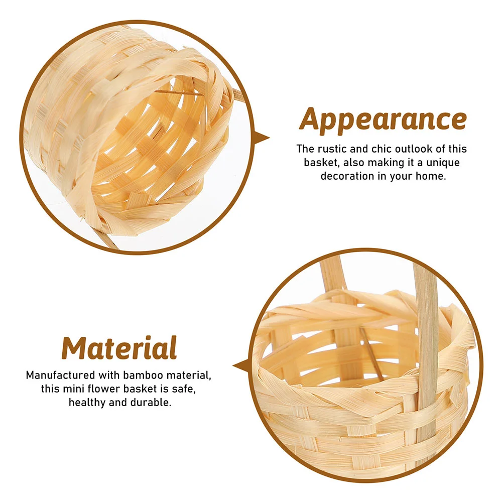 5 Pcs Small Storage Containers Mini Flower Basket Woven Baskets Linen Bamboo Bathroom for Wedding 6