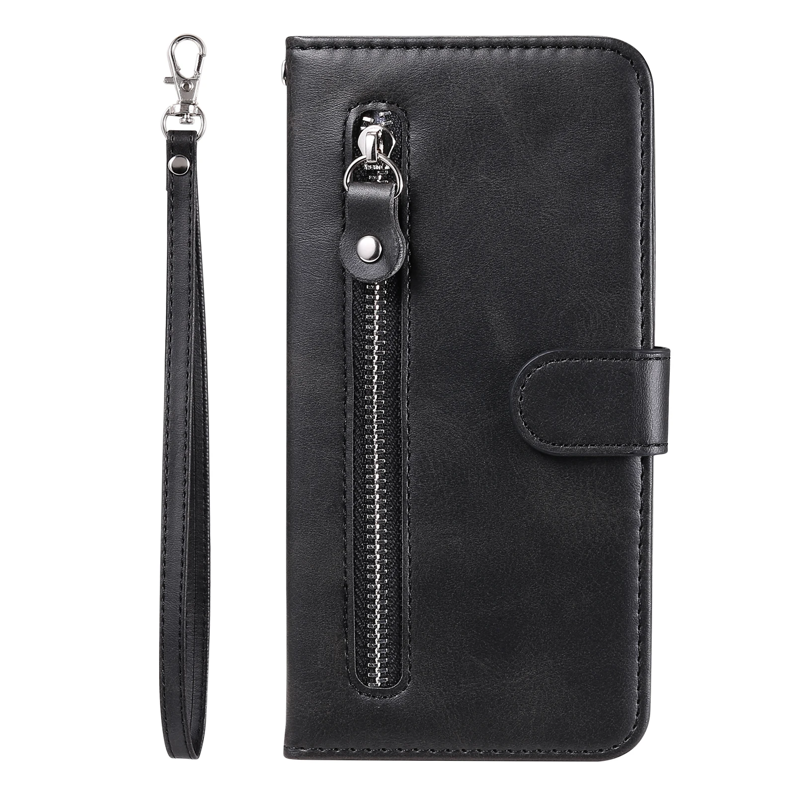 Elegant Leather Zipper Flip Wallet Case
