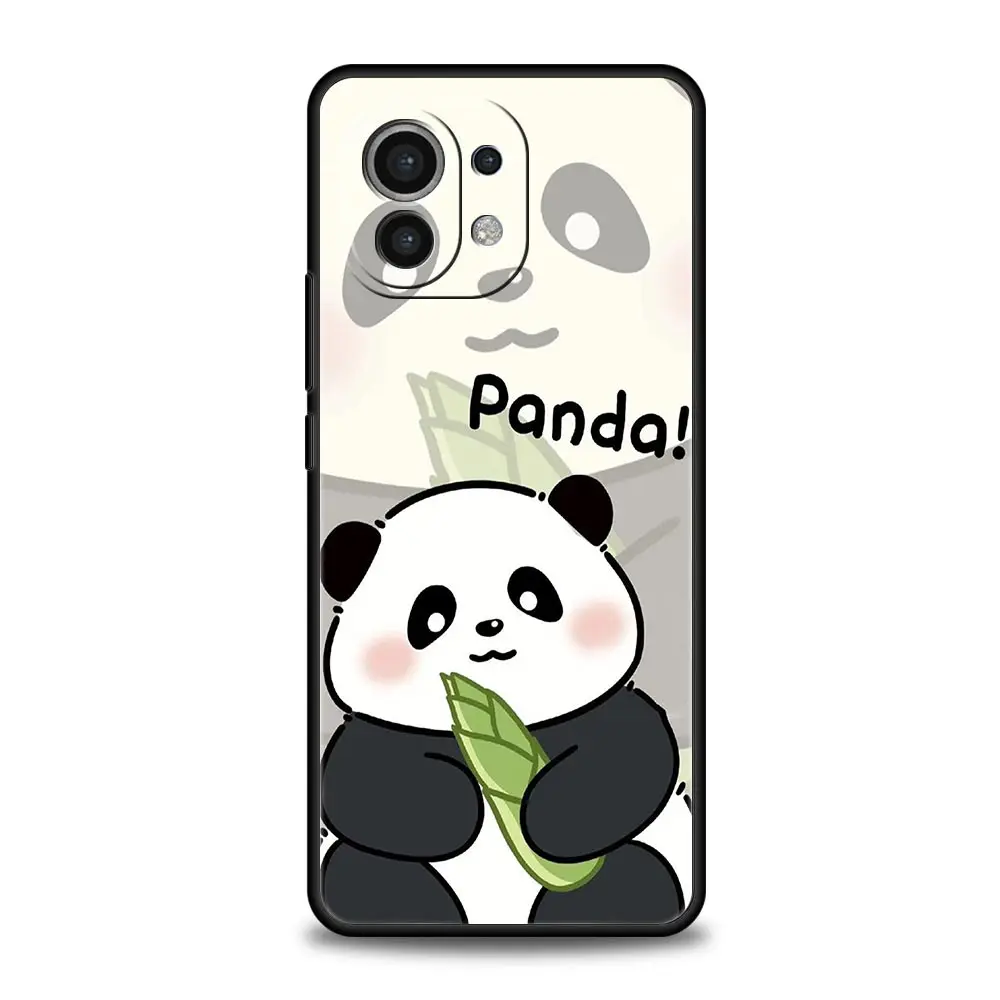Cute Panda Climbing Bamboo Soft Black Phone Case