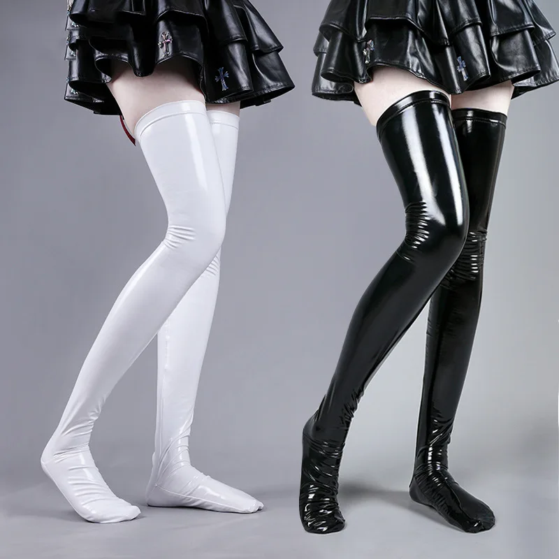 

Fashion Lacquer Leather Stocking For Women Sexy Tights Patent Leather 50d Long Thigh High Stay Up Sexy Stockings Leather Pants