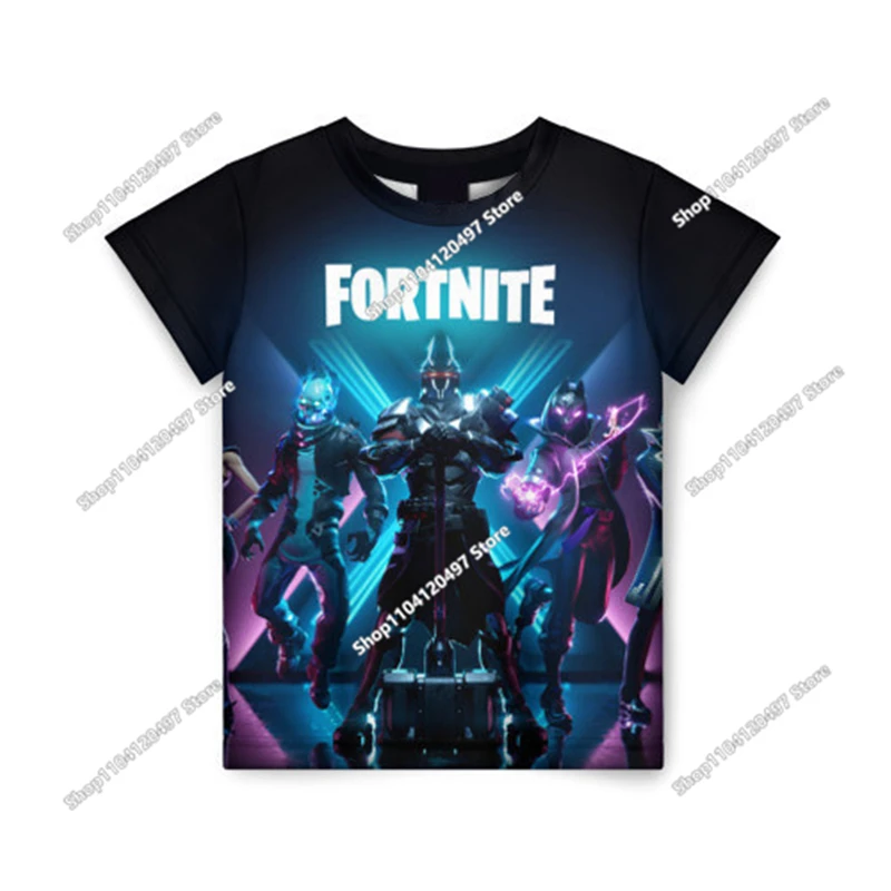 Fortnite Set van 3 T-shirts met ronde hals voor jongens, tieners, zacht