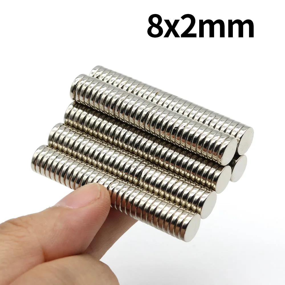 แม่เหล็กนีโอไดเมียมขนาด 8x2 มม. แรงสูงพิเศษ N35 NdfeB แม่เหล็กถาวรทรงกลม แม่เหล็กทรงพลัง แม่เหล็กติดตู้เย็น 1