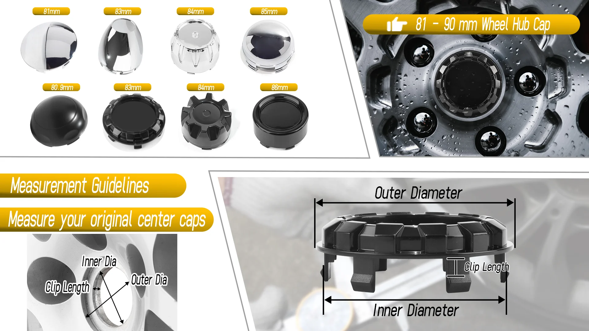 CFPerformance 4 Stück 85mm/3,34 Zoll Außendurchmesser 78mm/3,07 Zoll Innendurchmesser Tai Chi-Stil Leichtmetall-Radnabenkappen für Titan Armada 2004-2019 Felgen 40342-1LA2A – Detail 1