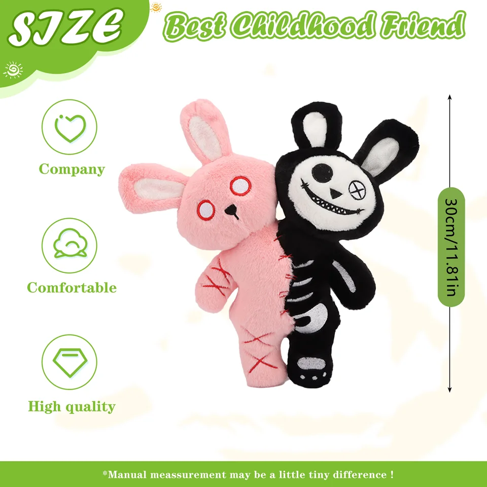 Angstaanjagend-Gotische Horror Dubbelkoppige Schedel Konijn Pluche Knuffel  Konijn Knuffel Halloween Decoratie Cadeau Voor Kinderen - AliExpress, image size:960x960
