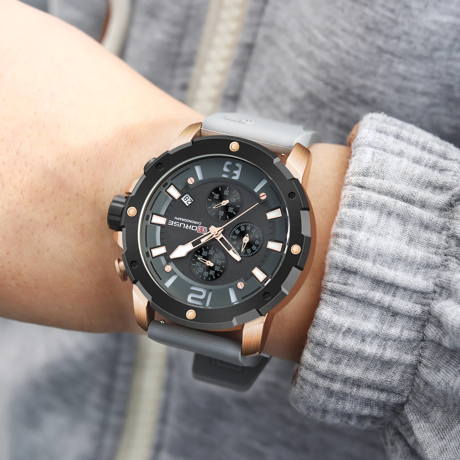 BORUSE Luxury Military Sport Watch For Man Men Quartz Watches Waterproof Luminous Date Wristwatch Male Chronograph Clock