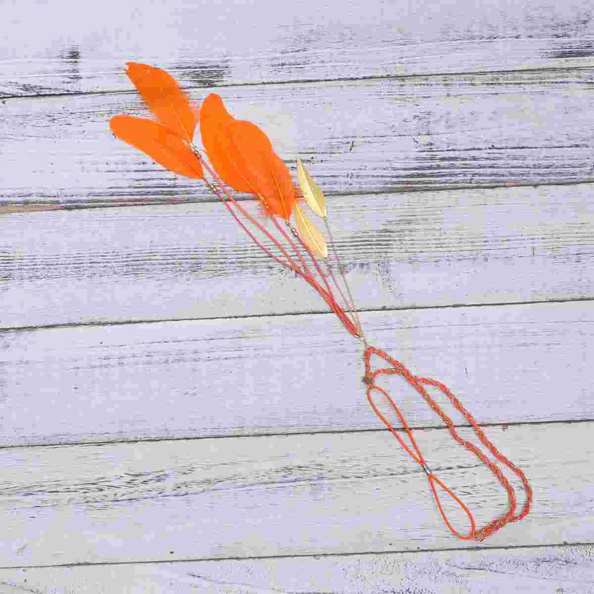 

Woven Headband Feather Leaf Pendant Colorful Hair Hoops Chain Braid Hair Band for Women Girls Orange